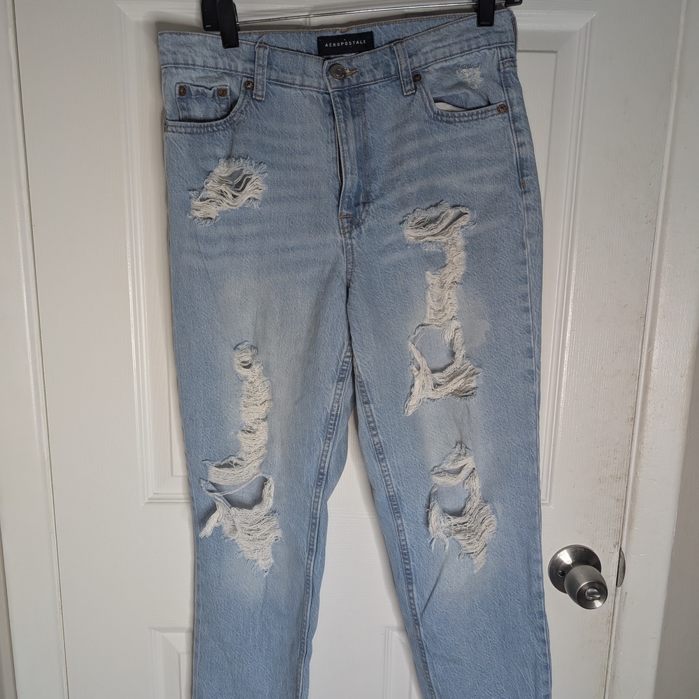 American Eagle Outfitters Ripped Light Blue Boyfriend Jeans
